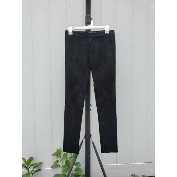 Haute Hippie Black Suede Leather Front Ponte Back High Waist Ankle Zip XS - Picture 6 of 13